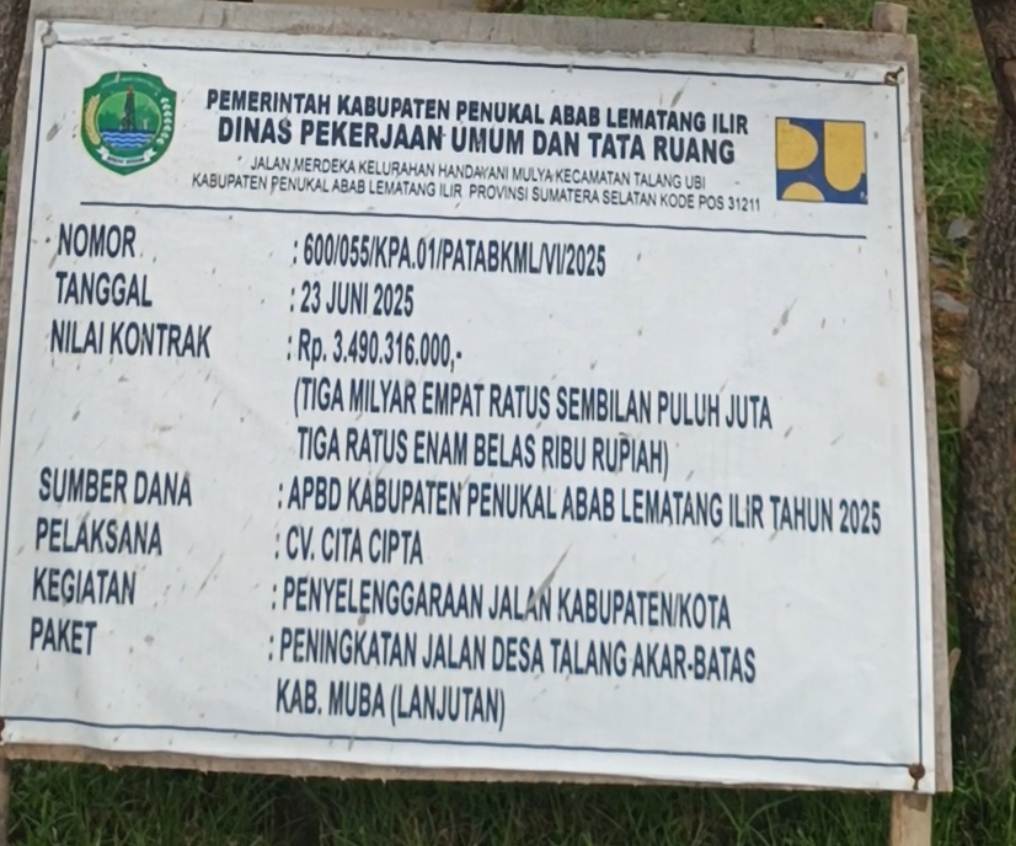 Rp 3,49 Miliyar Untuk Jalan dan Drainase Talang Akar Menuai Berbagai Polemik