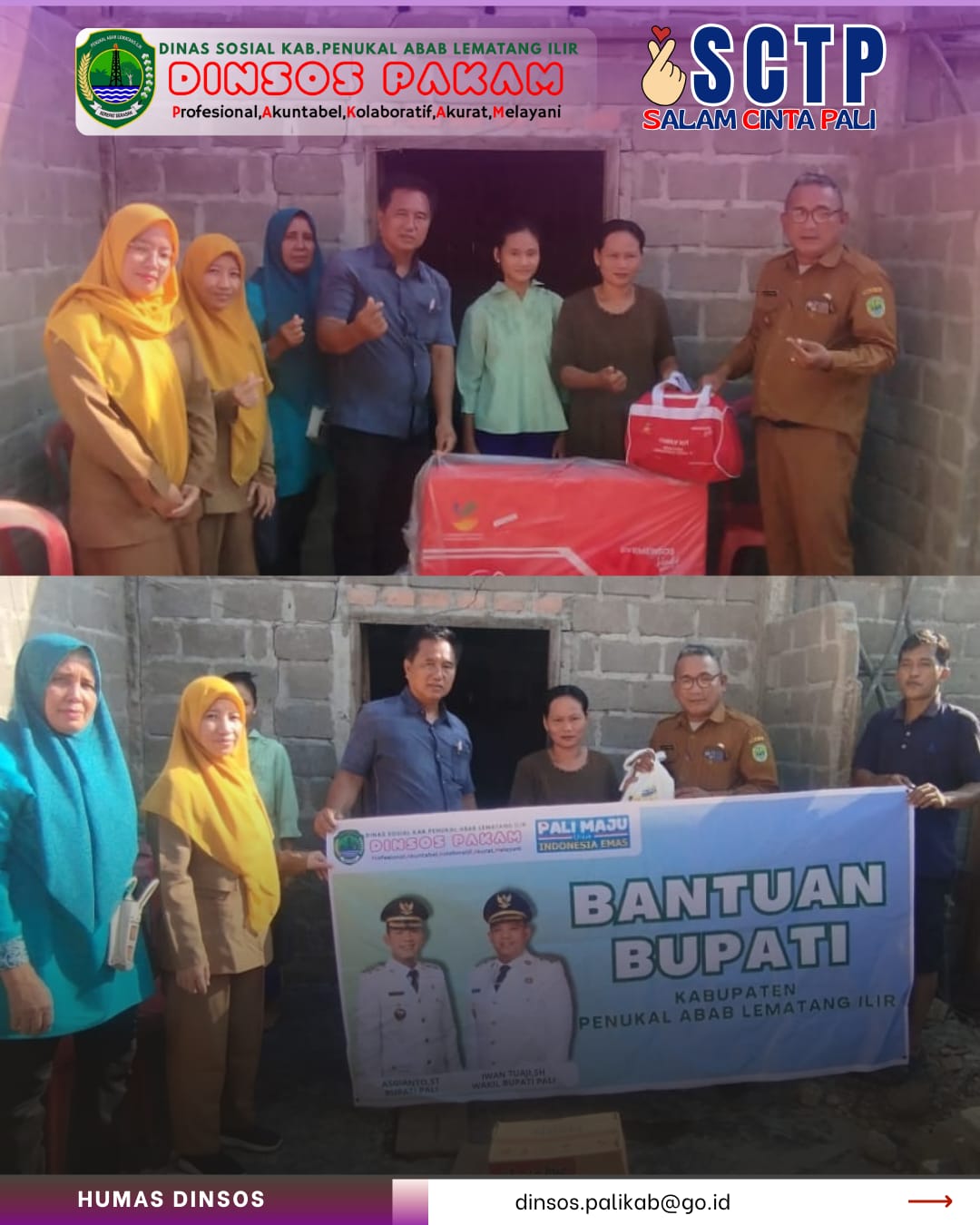 Rumah Roboh di Sepantan Jaya, Bupati PALI Salurkan Bantuan Darurat